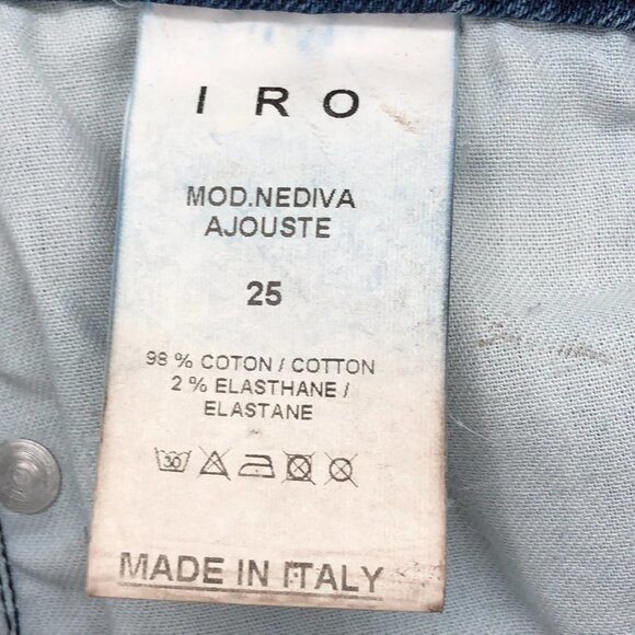 IRO Tan Distressed Mid-Rose Skinny Jeans in faded Blue  and brown mix size 25 - Picture 7 of 16